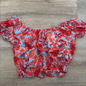 Floral Red and Blue Women's Top